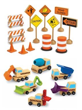 Lakeshore Wooden Construction Vehicles and Signs Toys
